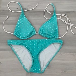 Swimming Suit Blue with White Hearts